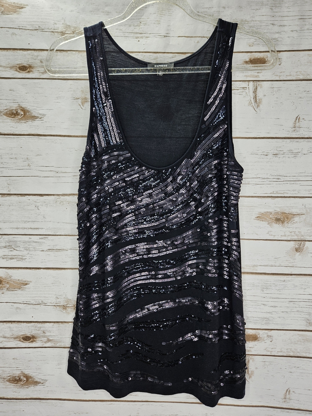 Express Sequin Front Scoop Neck Tank Top